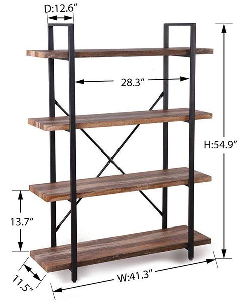 Metal Bookshelves, Brown Bookshelves, Bookshelf Wood, Style Bookshelf, Industrial Office Design, Industrial Bookcases, Industrial Bookshelf, Metal Bookshelf, Metal Bookcase