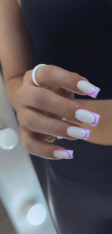 Double Line French Tip Nails, Tips French Nails, Double French Nails, Nails Lilac, Natural Nail Art, Modern French, Nails Christmas, French Colors, Tip Nails