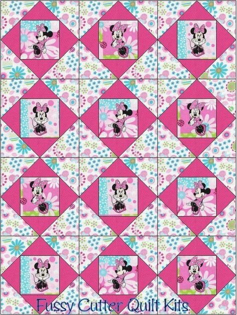 Minnie Mouse Quilt, Disney Quilts, Mickey Mouse Quilt, Quilt Layouts, Quilting Squares, Disney Quilt, Minnie Mouse Baby, Kids Quilts, Cot Quilt