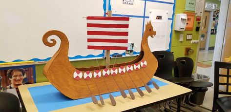 Cardboard Viking Ship, Viking Longboat, 4 Grade, Ship Craft, Viking Ship, Ship Model, Anglo Saxon, Model Ships, The Classroom