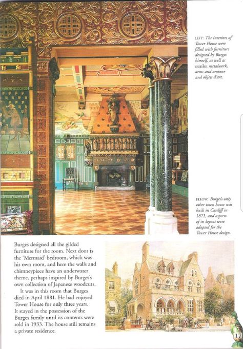 Tower House, article on William Burges William Burges, Crafts Aesthetic, Tower House, Aesthetic Movement, Taj Mahal, Art Nouveau, Vintage World Maps, Furniture Design, Tower