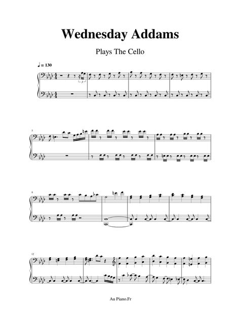 Wednesday Addams Cello, Wednesday Playing Cello, Cello Sheet Music, Wednesday Addams, Free Sheet Music, Sheet Music, Piano, Music