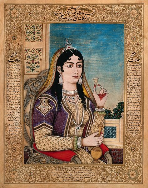 Mughal Miniature Paintings, Mughal Art Paintings, South Asian Art, Mughal Paintings, Iranian Art, Indian Woman, Indian Paintings, Indian History, Old Paintings