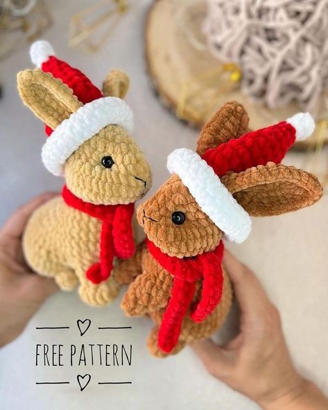 Free Crochet Patterns 🧶 | FREE PATTERN | Facebook Holiday Crochet Patterns, Crochet Patterns Free, Christmas Bunny, Crochet Xmas, Rabbit Pattern, Crochet Rabbit, Plushie Patterns, Beginner Crochet Projects, Hand Embroidery Projects