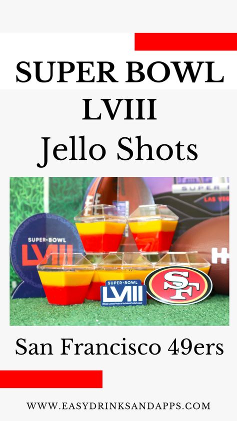 As the Super Bowl approaches, football fans gear up for the ultimate showdown between the Kansas City Chiefs and the San Francisco 49ers. Whether you’re a die-hard supporter or just excited for the halftime show and commercials, one thing is sure – the Super Bowl is a time for celebration! Get ready to be the MVP of the game with Super Bowl Jello Shots. #sanfranciscojelloshots #superbowljelloshots 49ers Jello Shots, San Francisco 49ers Jello Shots, Football Jello Shots Nfl, Super Bowl Shots, Super Bowl Jello Shots, Football Party Drinks, Super Bowl Drinks, Jello Shot Cups, Whipped Cream Vodka