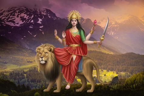 The Story of Maa Katyayani: The Slayer of Mahishasura - Images, Story, Mantra and Puja - PaperBeez Katyani Maa Images, Maa Katyayani Images, Katyani Maa, Katyayani Devi, Goddess Katyayani, Maa Video, Maa Katyayani, Maa Image, Chaitra Navratri