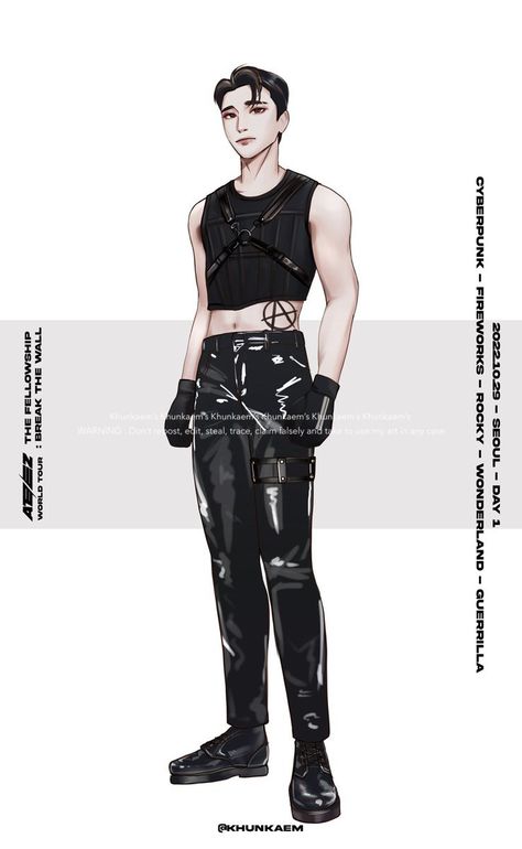 San Ateez Cyberpunk, Ateez Cyberpunk Outfit, Ateez Cyberpunk, San Outfit, Cyberpunk Outfit, Concert Fit, Concert Fits, Fireworks, Cyberpunk