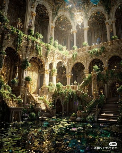 Mossy Architecture, Enchanted Kingdom Aesthetic, Jungle Palace, Destiny Backgrounds, Forest Castle, Fantasy Cities, Cathedral Architecture, Fantasy Castle, Fantasy City