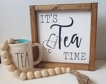 Tea Station Signs | Etsy Small Tea Shop Interior Design, Tea Corner Ideas, Tea Shop Interior, Antler Christmas Decor, Tea Signs, Tea Nook, Tea Sayings, Tea Area, Tea Corner