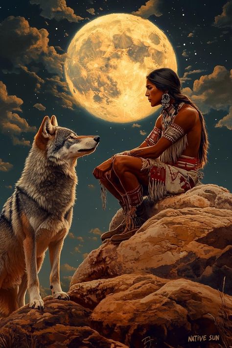 Native American Spirit Animals, Native American Wallpaper, American Indian Artwork, Native American Drawing, Native American Woman, Native American Wolf, Wolves And Women, Native American Paintings, Native American Images