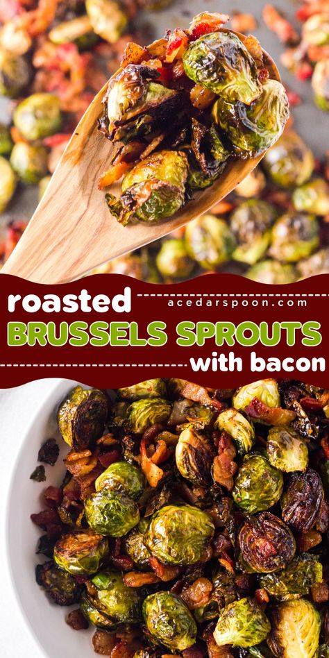 Looking for a savory side dish for your Thanksgiving table? This Roasted Brussels Sprouts with Bacon recipe is just what you're looking for! With a perfectly crisp smokey bacon combined with roasted Brussels sprouts, this dish is bursting with flavor! Try this now! Brussel Sprouts Thanksgiving Sides, Loaded Brussel Sprout Recipes, Thanksgiving Sides Brussel Sprouts, Roasted Brussel Sprout Recipes With Bacon, Cajun Brussel Sprouts, Brussels Sprout Bacon Recipe, Brussel Sprout Recipes With Bacon Maple, Savory Brussel Sprout Recipes, Brussel Sprout Recipes Goat Cheese