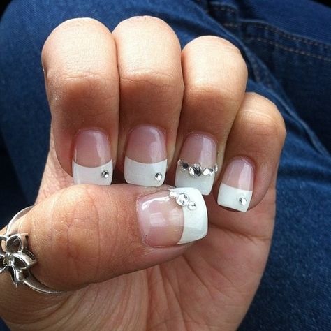 French Manicure Designs, Wedding Nails French, Nails Design With Rhinestones, Manicures Designs, Bridal Nails, Classy Nails, French Tip Nails, Rhinestone Nails, French Manicure