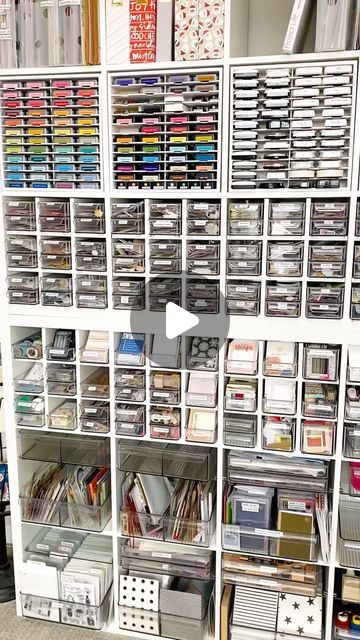 Paper Craft Room Organization, Embellishment Organization, Material Organization, Craft Room Layout Ideas, Project Life Storage, Craft Room Desk, Scrapbooking Room, Craft Room Organization Diy, Ikea Craft Room