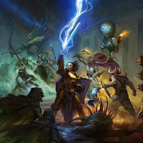 "Age of Sigmar Soulbound GM screen" by johan grenier Johan Grenier, Art Geek, Stormcast Eternals, Illustration Fantasy, Warhammer 40k Art, Fantasy Battle, Age Of Sigmar, Warhammer Art, Geek Art