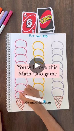 210K views · 362 reactions | SAVE this Math Addition Game. Follow @learnwithkidscrafts for more ideas.Flip a uno card and add it to the previous scoop till you reach the top. #handsonlearning#easyplayideas  #simpleactivities #unogame  #kindergarten #homelearning  #earlychildhood #earlyyearseducation #learningthroughplay #earlymath #kindergartenactivities #earlymathsfun #momlife #mumlife #homeschoolmom #summerlearning | Learn with Kids Crafts | enroute_newyork · Original audio Easy Math Games, Math Addition Games, Teaching Addition, Uno Card, Addition Games, Maths Games, Early Years Educator, Kids Math, Math Games For Kids