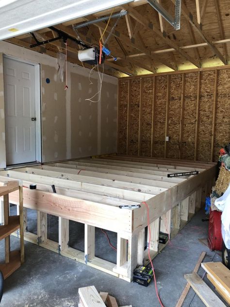 Add A Mudroom To Garage, Unfinished Garage Makeover, Windowless Mudroom, Building Laundry Room In Garage, Mudroom In Garage Diy, Tiny Garage Ideas, Building A Laundry Room In Garage, Laundry Room Addition In Garage, Add Mudroom To Garage