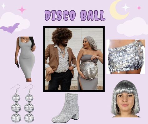 Disco Maternity Shoot, Disco Dress Pregnant, Disco Ball Costume Pregnant, Pregnant Disco Ball Costume, Disco Ball Halloween Costume, Pregnant Genie Costume, Pregnancy Costumes, Pregnant Halloween Costumes, Pregnant Halloween