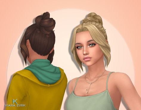 Rafaela Bun - My Stuff Pony Hairstyles, Sims 4 Studio, Pelo Sims, Toddler Top, Sims 4 Mm, Bun Hair, My Stuff, Girl Short Hair, Long Hair Girl