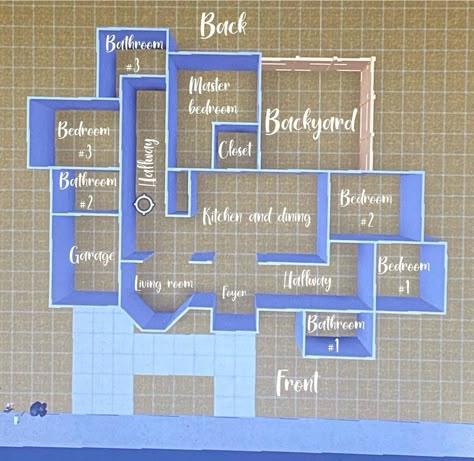 Bloxburg House Layout No Gamepasses Layouts, Bloxburg House Layouts 1 Story With Measurements, House Layouts One Floor, Bloxburg House Layouts 1 Story Blueprint, Small One Bedroom House, Preppy Bloxburg House, Bloxburg Floor Plans, Bloxburg Small House Layouts, Bloxburg Small House