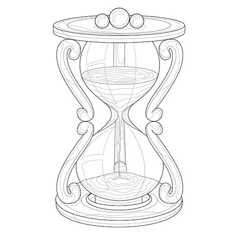 Money Hourglass Tattoo, Hour Glass Art, Hourglass Drawings, Hourglass Sketch, Time Drawing, Sand Clock Drawing, Hourglass Illustration, Hour Glass, Hour Glass Designs