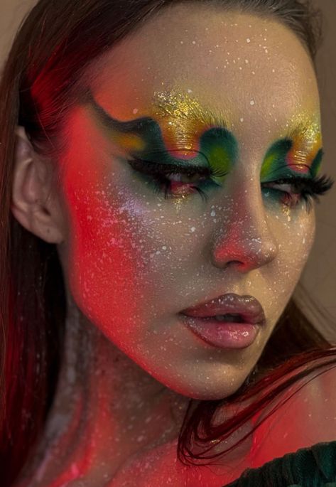 Creature Makeup Looks, Fantasy Makeup Look, Fantasy Makeup Ideas Creative, Avant Garde Makeup Creative, Avangard Makeup, Conceptual Makeup, Makeup Artistique, Very Easy Makeup, Dragon Makeup