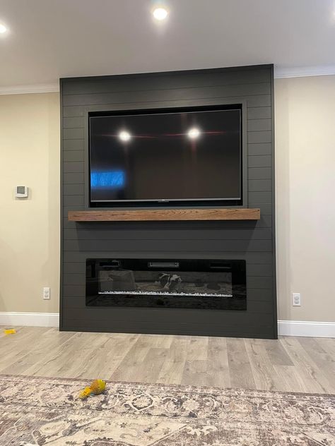 Master Fireplace, Built In Electric Fireplace, Electric Fireplace Wall, Build A Fireplace, Fireplace Tv Wall, Photo Facebook, Fireplace Built Ins, Diy House Renovations, Accent Walls In Living Room