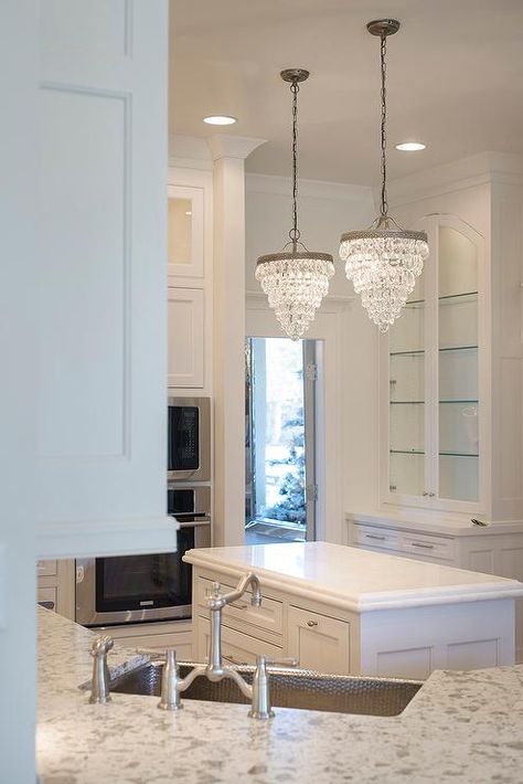 Pottery Barn Clarissa Crystal Drop Small Round Chandeliers Crystal Kitchen Pendant Lights, Kitchen Sink Chandelier, Mini Chandelier Kitchen Island, Crystal Pendant Lights Over Kitchen Island, Chandelier For Kitchen Island, Chandeliers Over Kitchen Island, Island Chandelier Kitchen, Kitchen Island Lighting Chandelier, Small Kitchen Lighting