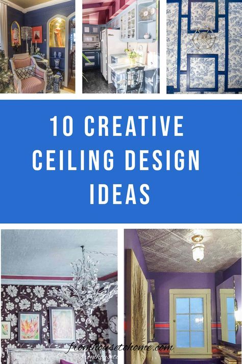 10 creative ceiling design ideas Wallpaper For Ceiling Design, Ceiling On A Budget, Creative Ceiling Design, Ceiling Decor Ideas, Striped Ceiling, Beautiful Ceiling Designs, Geometric Ceiling, Ceiling Paper, Ceiling Decorations