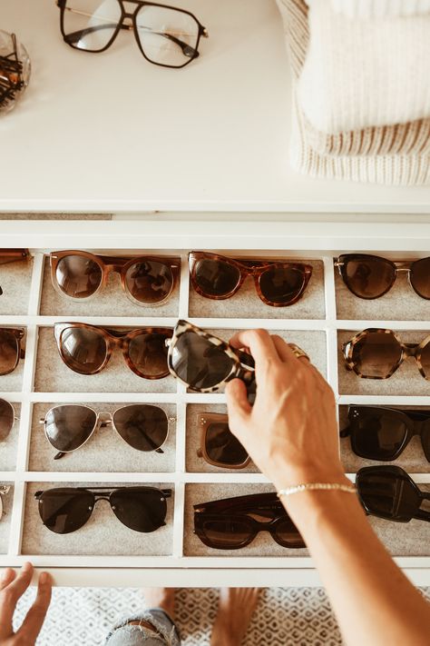 Sunglasses Drawer Organizer, Sunglass Drawer, Sunglasses Drawer, Sunglasses Storage Diy, Sunglass Organizer, Ikea Komplement, Diy Sunglasses, Sunglasses Organizer, Diy Organizer