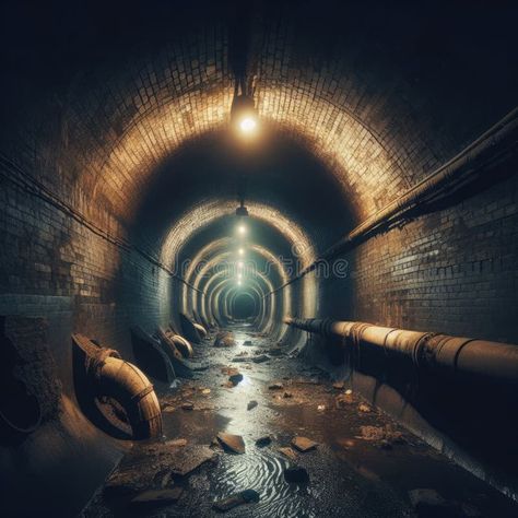 A grim, dirty sewer tunnel. royalty free stock photography Sewers Aesthetic, Sewer Illustration, Sewer Aesthetic, Haunted Spaceship, Smaugust 2024, Trials Aesthetic, Sewer Tunnel, Tunnel Illustration, Ink Reference