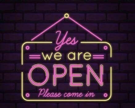 Open For Business Image, Open For Business Sign, Black Paper Background, Pink Neon Lights, Logo Online Shop, Neon Quotes, Old Paper Background, Business Labels, Neon Words