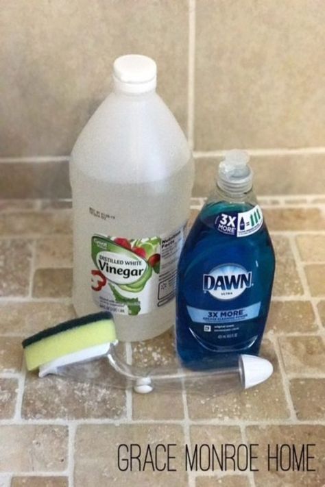 Tub Cleaner Dawn And Vinegar, Dawn Shower Cleaner, Shower Cleaner Recipe, Vinegar Shower Cleaner, Dawn Vinegar, Diy Shower Cleaner, Shower Door Cleaner, Best Shower Cleaner, Grace Monroe