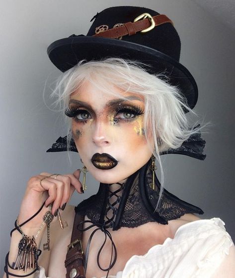 Shop this Instagram from @sugarpill Steampunk Makeup Halloween, Steam Punk Makeup, Steampunk Makeup, Pirate Makeup, Flutter Lashes, Halloween Make-up Looks, Steampunk Hairstyles, Steampunk Couture, Steampunk Halloween