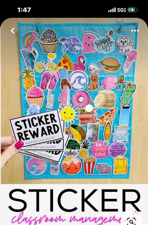 Classroom Sticker Reward System, 3rd Grade Reward System, Art Class Elementary Classroom Management, 2nd Grade Reward System, Easy Behavior Management System, Sticker Classroom Management, Art Class Reward System, Elementary Reward System, Sticker Reward System