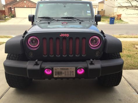 Pink Jeep Wrangler: Halos Pink Keep Wrangler, Black Jeep Pink Accents, Pink Jeep Accessories, Jeep Cherokee Accessories, Pink Jeep Wrangler, Black Jeep Wrangler, 2015 Jeep Wrangler, Pink Jeep, Jeep Grill