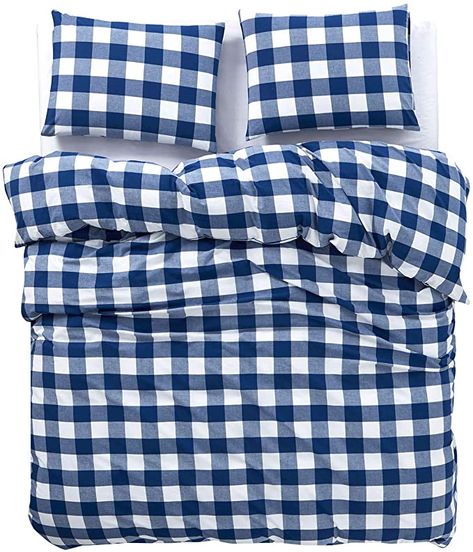 Blue Bed Sheets, Checker Pattern, Checker Print, Blue Bedding, Cotton Duvet Cover, Cotton Duvet, Blue Gingham, Cotton Bedding, Buffalo Check