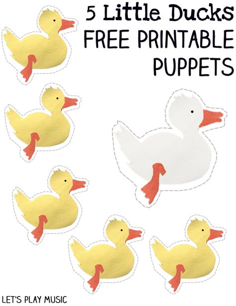 5 Little Ducks Went Swimming One Day Free Printable Puppets Printable Puppets, Xylophone Music, 5 Little Ducks, Five Little Ducks, Counting Songs, Duck Crafts, Flannel Board Stories, Nursery Songs, Puppets For Kids