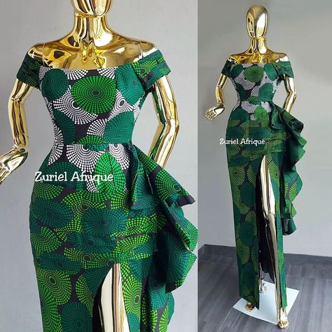 ANKARA CLOTHING || ZURIEL AFRIQUE sur Instagram : Green with envy 😍💚 Shop this Ankara beauty in fabric options. _______________ All enquiries/orders via DM or click link in bio.… Chitenge Outfits, African Chic, Trendy Ankara Styles, Ankara Clothing, African Print Tops, Ankara Dress Styles, African Wear Dresses, African Inspired Clothing, African Fashion Traditional