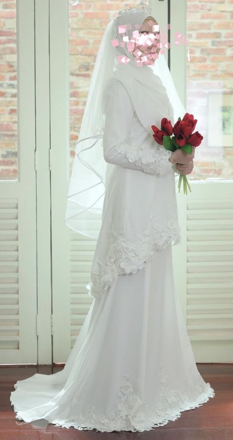 Wedding Dress Malaysia Hijab, Malaysia Wedding Dress Hijab, Wedding Malaysia Muslim, Melayu Wedding Dress, Dress Nikah, Melayu Wedding, Modest Bridal Dresses, Malay Wedding Dress, Wedding Hijab Styles