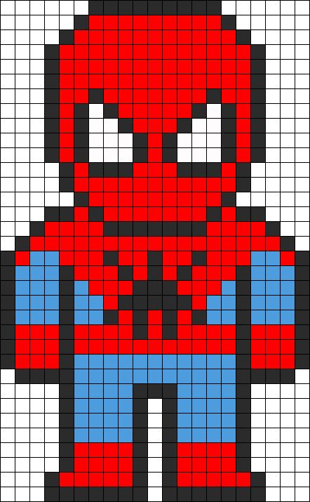 SpiderMan Perler Bead Pattern / Bead Sprite Pixel Art Animals, Perler Beads Ideas, Hama Beads Design, Motifs Perler, Pixel Crochet, Bead Sprite, Hama Beads Patterns, Pola Kristik, Melting Beads