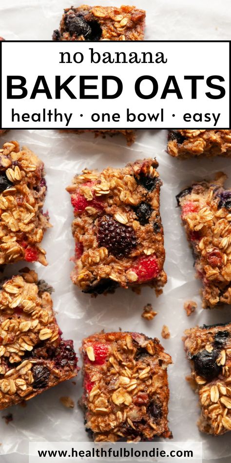 The best naturally sweetened baked oats without banana that are packed with fresh berries and are super moist with crispy edges! This baked oatmeal recipe is healthy, easy to make, and customizable with over 10 flavor combinations. Baked Oats Without Banana, Baked Oats Recipe, Oat Flour Recipes, Baked Oatmeal Recipe, Baked Oatmeal Recipes, Easy Oatmeal, Flavor Combinations, Oatmeal Recipe, Best Oatmeal