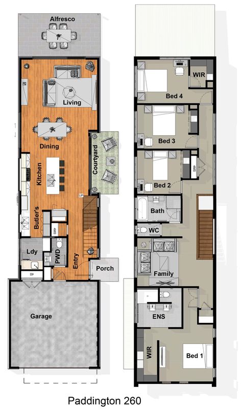 Small House Layout Narrow Homes Design, Narrow House Layout, Narrow Homes Floor Plans, Small Narrow House Design, Narrow Home Design, Sloped Lot House Plans, Small Lot House Plans, Maximizing Small Spaces, Narrow House Plans