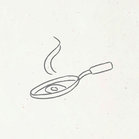 Frying Pan Tattoo, Fried Egg Tattoo, Fried Egg Drawing, Frying Pan Drawing, Fried Egg Illustration, Pan Drawing, Pan Illustration, Egg Tattoo, Cooking Tattoo