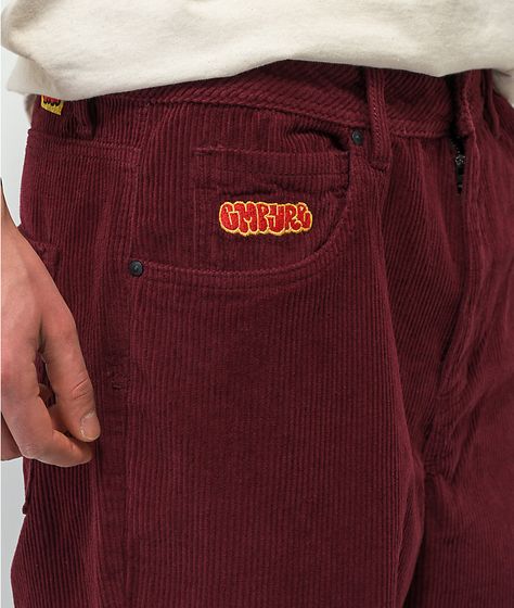 Corduroy Pants Outfit Mens, Burgundy Corduroy Pants, Empyre Pants, Corduroy Pants Outfit, Corduroy Pants Men, Pants Outfit Men, Estilo Hippy, Aesthetic Grunge Outfit, Embroidered Pants