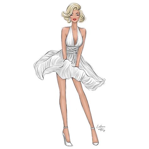 Lineth Gonzalez 💎✨💋🦄🌈💖🌹☄🌟 (@linethglz) • Instagram photos and videos Old Dresses Drawing, Spa Artwork, Marilyn Monroe Dress, Marilyn Monroe Portrait, Barbie Fashion Sketches, Marilyn Monroe Art, Fashion Clipart, Gentlemen Prefer Blondes, Fashion Sketches Dresses