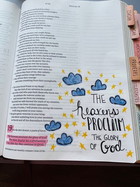 Psalm 19:1 #biblejournaling #biblestudy Psalm 19 Bible Journaling, Psalms 19, Homeschool Games, Bible Doodles, Psalm 19, Journal Notes, Bible Doodling, I Support You, Bible Journal Notes