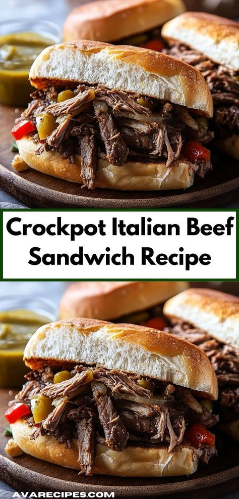 Looking for easy dinner recipes? Try this Crockpot Italian beef sandwich! One of the best sandwich recipes for dinner ideas, it's a family favorite. Perfect for those who love beef sandwich ideas and crockpot meals. Crockpot Italian Beef, Slow Cooker Italian Beef Sandwiches, Italian Beef Sandwich, Italian Beef Recipes, Crockpot Italian, Beef Sandwich Recipes, Slow Cooker Italian, Slow Cooker Italian Beef, Leftover Roast Beef