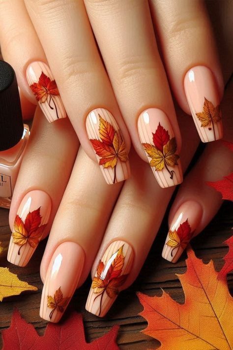 Maple Leaf Nail Art, Leaf Nail Art, Art Blending, Cosy Vibes, Autumn Tones, Spring Nail Designs, Spring Nail, Autumn Nails, Nail Designs Spring