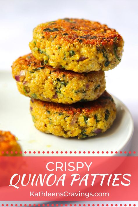 Spinach Quinoa Patties, Crispy Quinoa Patties, Quinoa Patties Recipes, Meals With Quinoa, Veggy Burger, Lentil Casserole, Quinoa Patties, Bbq Veggies, Pumpkin Quinoa