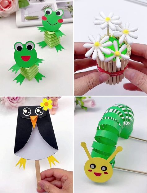 Easy Frog Crafts Preschool, Green Colour Day Activities For Kids, Holistic Food, Cute Paper Crafts, Paper Craft Ideas For Kids, Frog Face, Crafts For Kids Paper, Origami Rose, Cute Paper